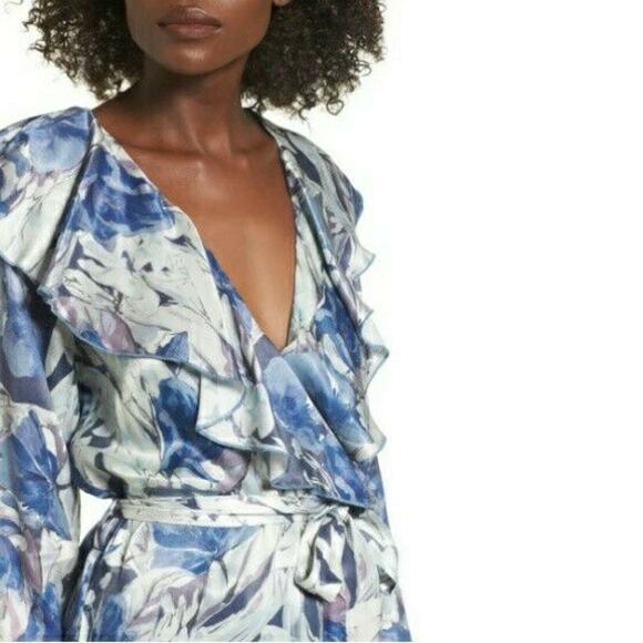 TULAROSA Drucilla duster long sleeve ruffle wrap kimono in midnight floral Sz S - Picture 4 of 12